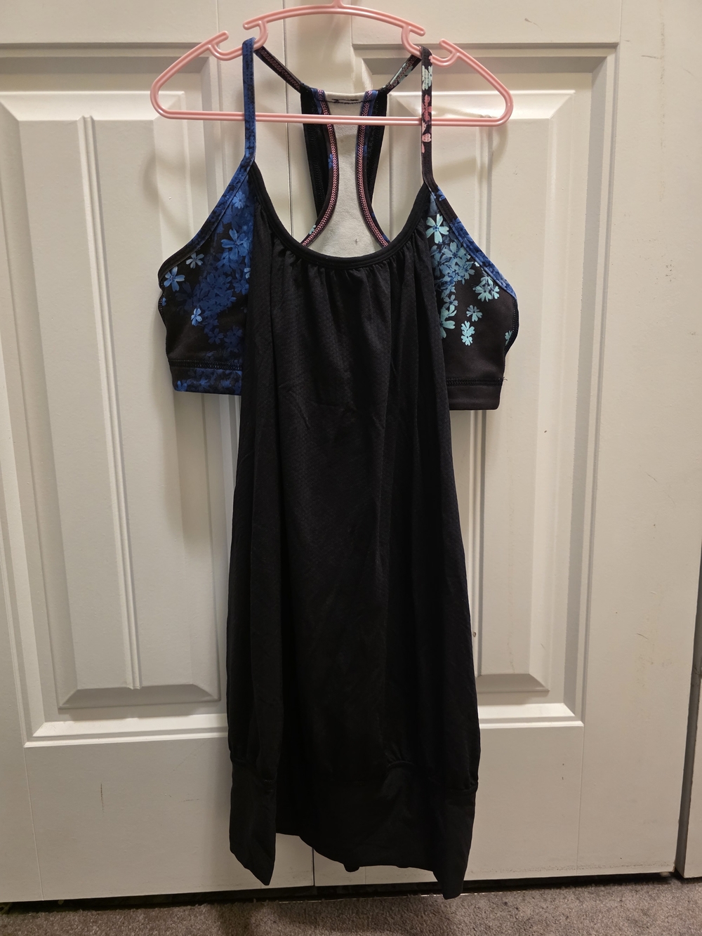 Lululemon Tank with Blue Floral Trim